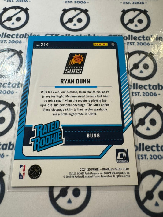 2024-25 NBA Panini Donruss Ryan Dunn Rated rookie RC #214 Suns