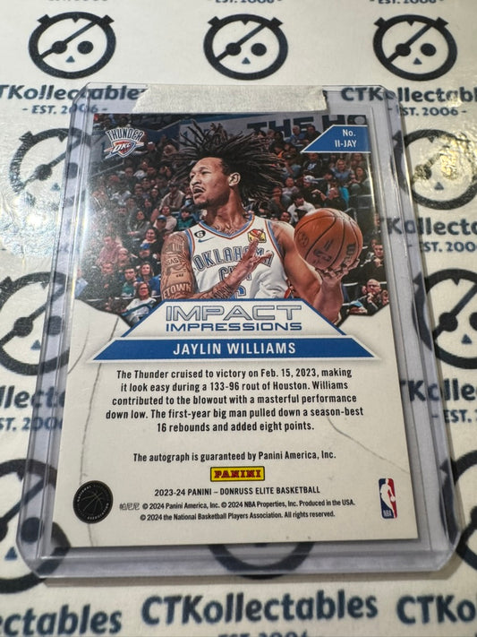 2023-24 NBA Panini Donruss Elite Jaylin Williams Impact Impression Auto II-JW