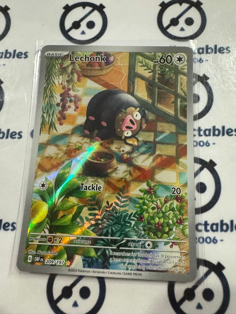 Lechonk Illustration Rare #209/197 Obsidian Flames Pokemon Card