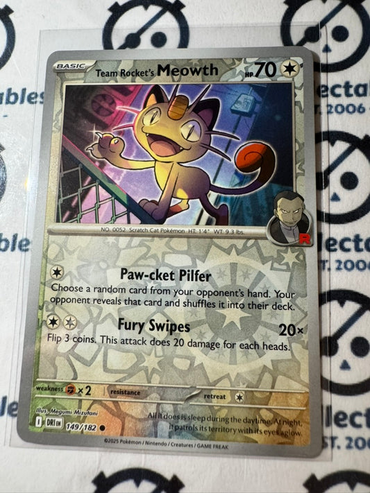 Rockets Meowth Scarlet & Violet Destined Rivals #149/182 Reverse Holo Pokemon