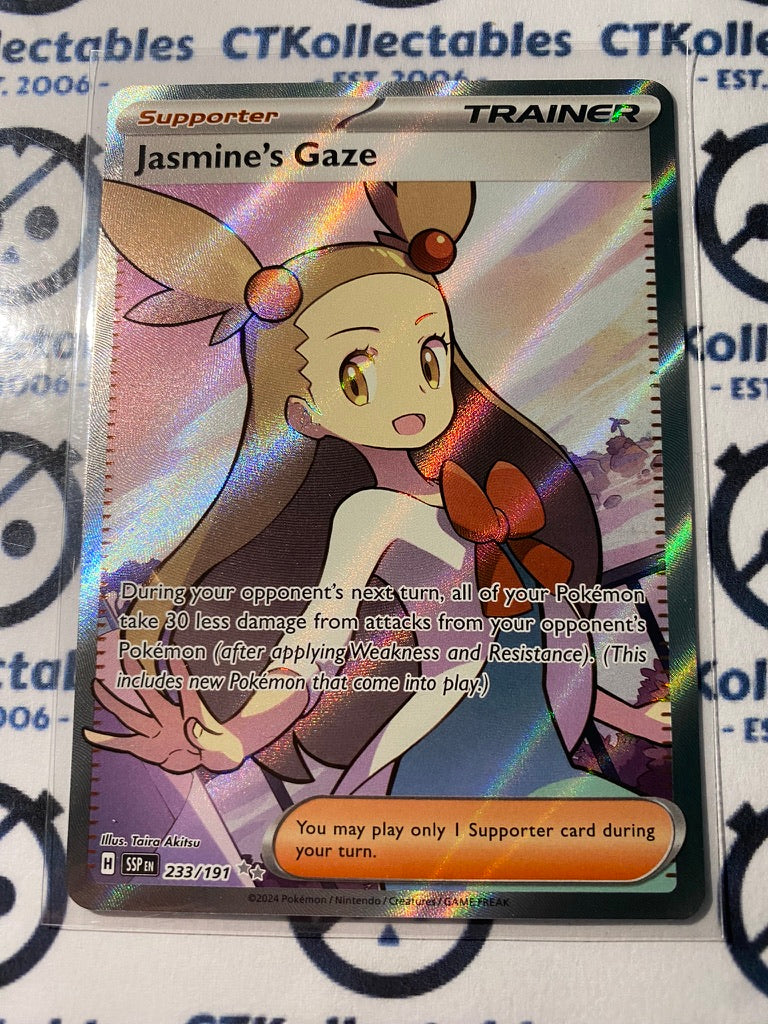 Jasmine's Gaze Full Art Ultra Rare #233/191 Surging Sparks Pokmon TCG 2024 Jasmine's Gaze Full Art Ultra Rare #233/191 Surging Sparks Pokmon TCG 2024