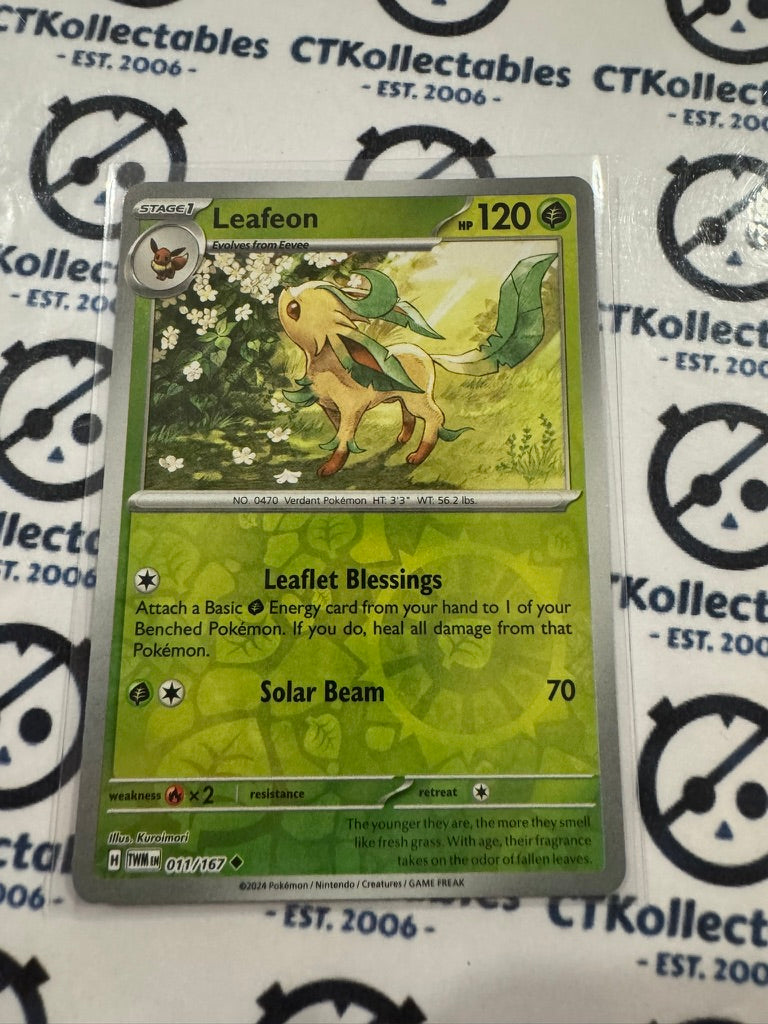 Leafeon Reverse Holo #011/167 Twilight Masquerade Pokemon Card