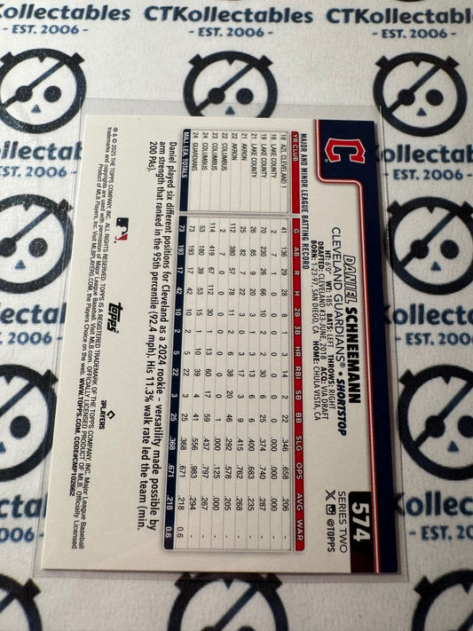 2025 Topps Series 2 Baseball Rookie Card #574 Daniel Schneemann Cleveland Guard