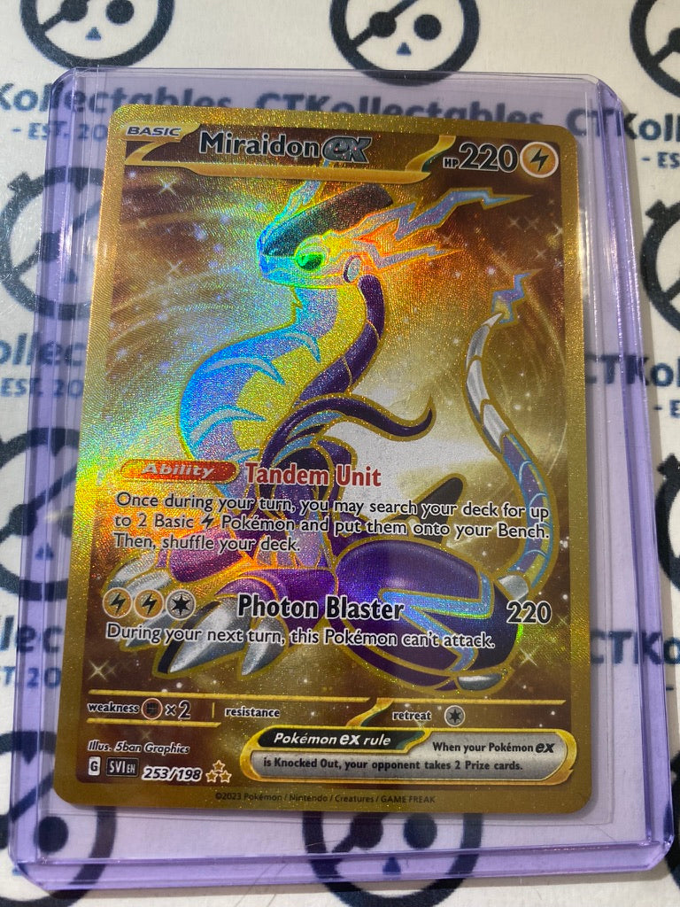 Miraidon EX Gold Secret Rare #253/198 2023 Scarlet & Violet Pokmon TCG Miraidon EX Gold Secret Rare #253/198 2023 Scarlet & Violet Pokmon TCG