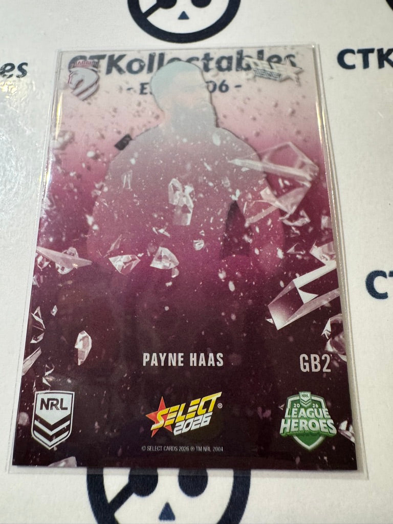 2026 Select NRL League Heroes Game Breakers #GB2 Payne Haas Broncos