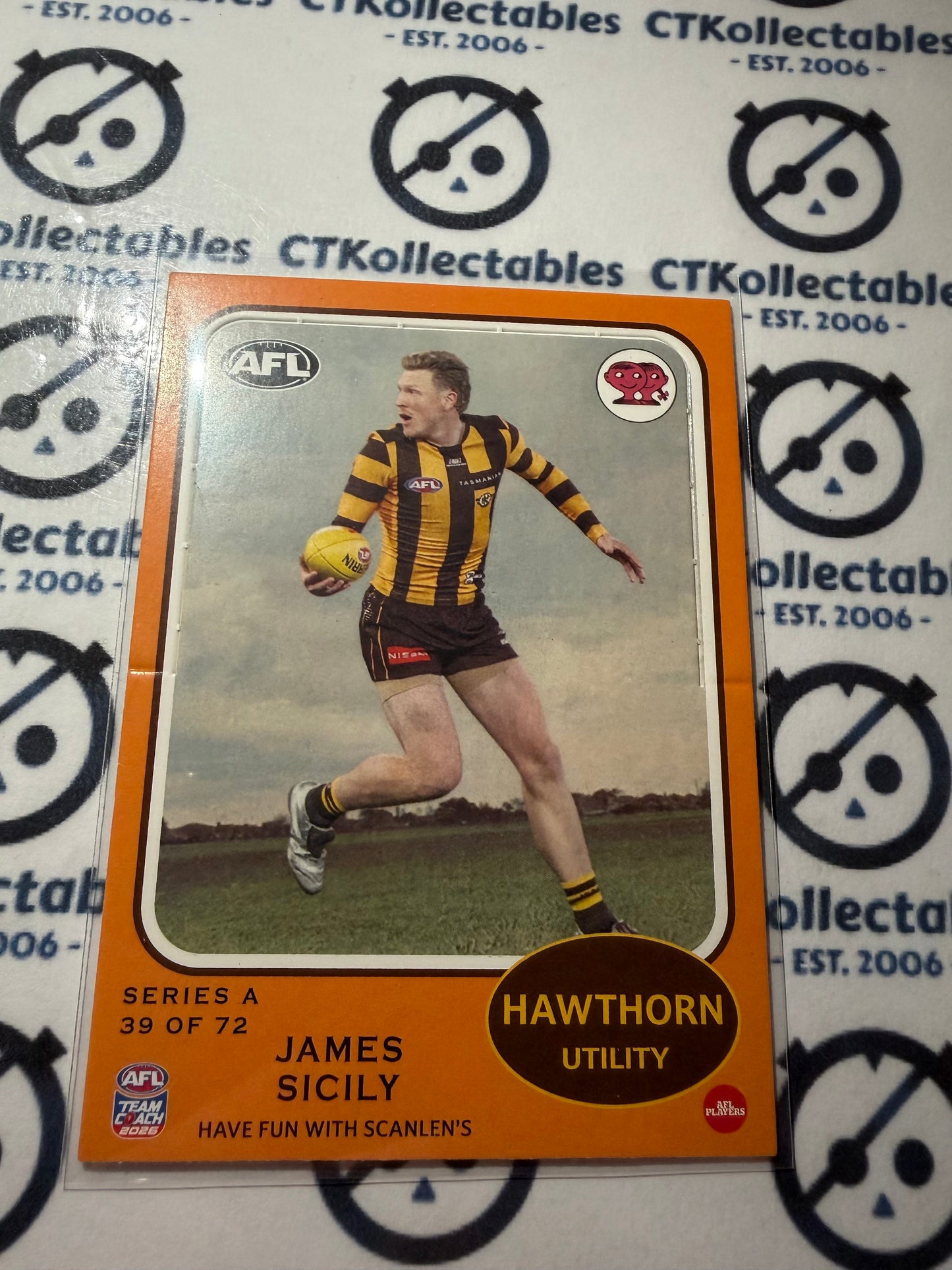 2026 Teamcoach AFL Scanlens Die-Cut James Sicily 39 of 72 Hawks