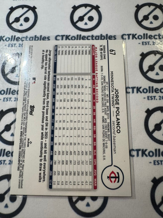 2024 Topps Series 1 Baseball #67 Jorge Polanco Goild Foil Minnesota Twins