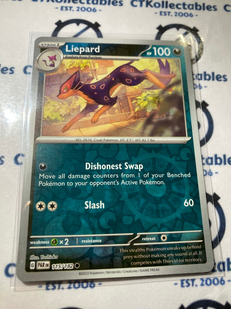 Liepard Reverse Holo #115/182 2023 Scarlet & Violet Paradox Rift Pokémon