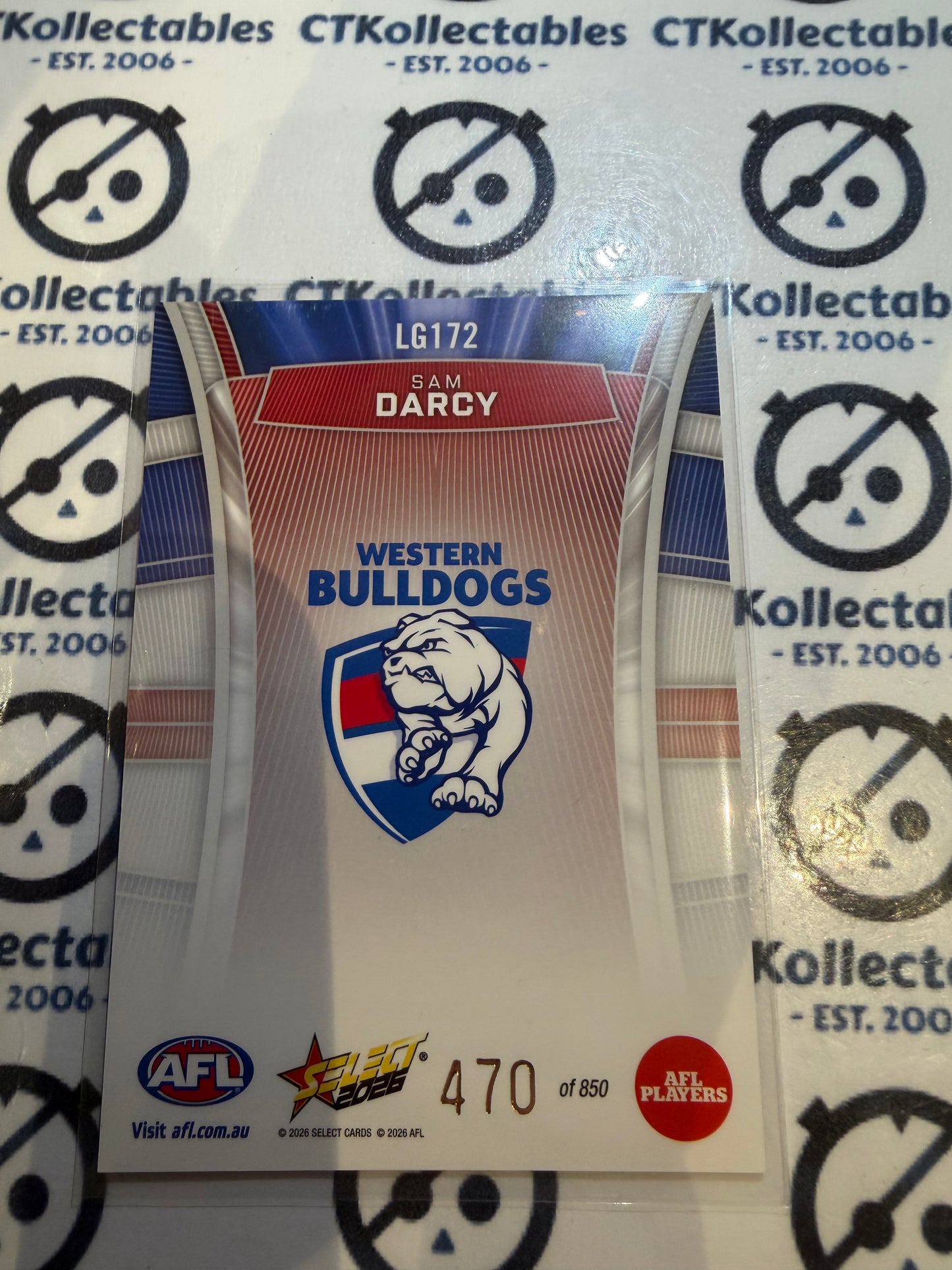 2026 Select AFL Footy Stars Hobby Luminous LG172 Sam Darcy #470/850 Bulldogs