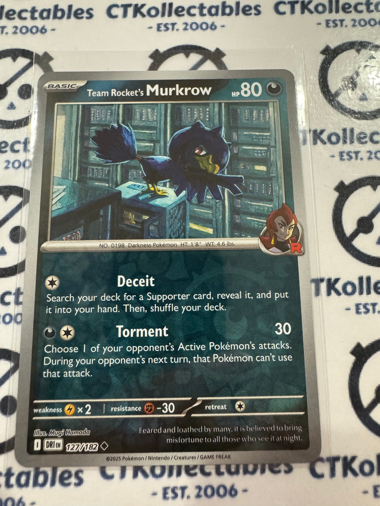 Team Rocket's Murkrow Reverse Holo #127/182 Scarlet & Violet Destined Rivals