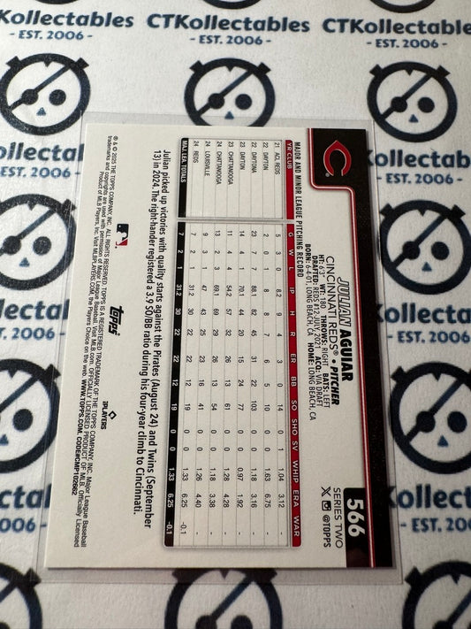 2025 Topps Series 2 Baseball Rookie Card #566 Julian Aguiar Cincinnati Reds RC