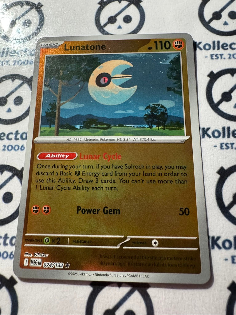 Lunatone Reverse Holo #074/132 Mega Evolution Pokemon