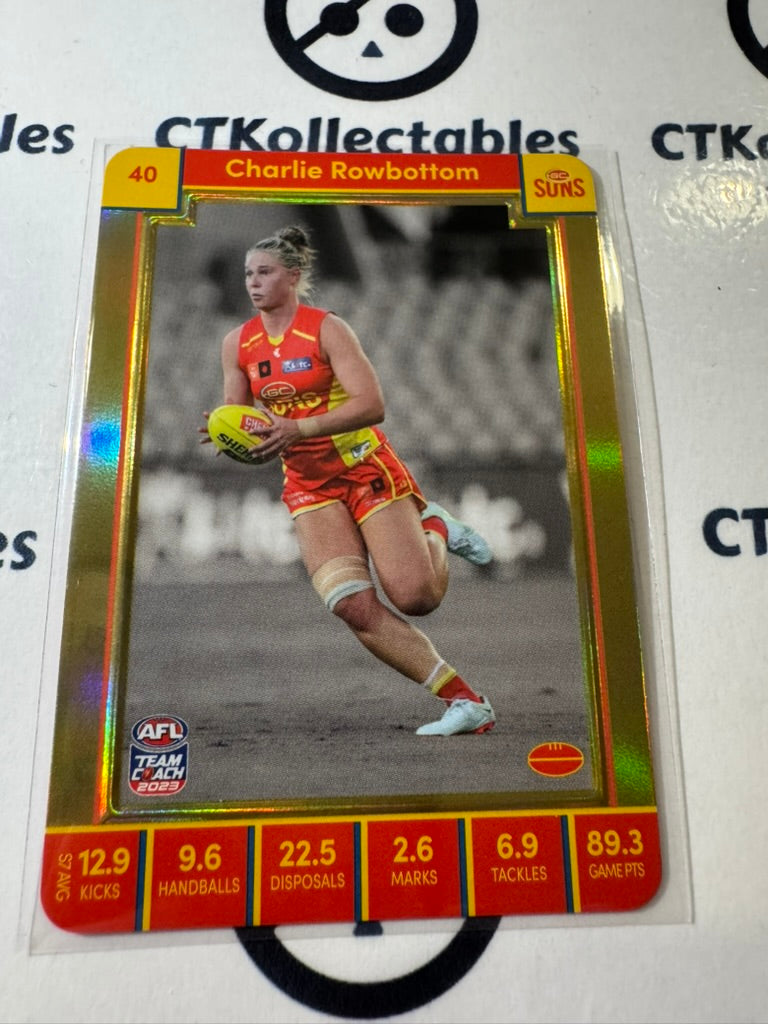 2023 AFLW Teamcoach Gold card #40 Charlie Rowbottom Suns
