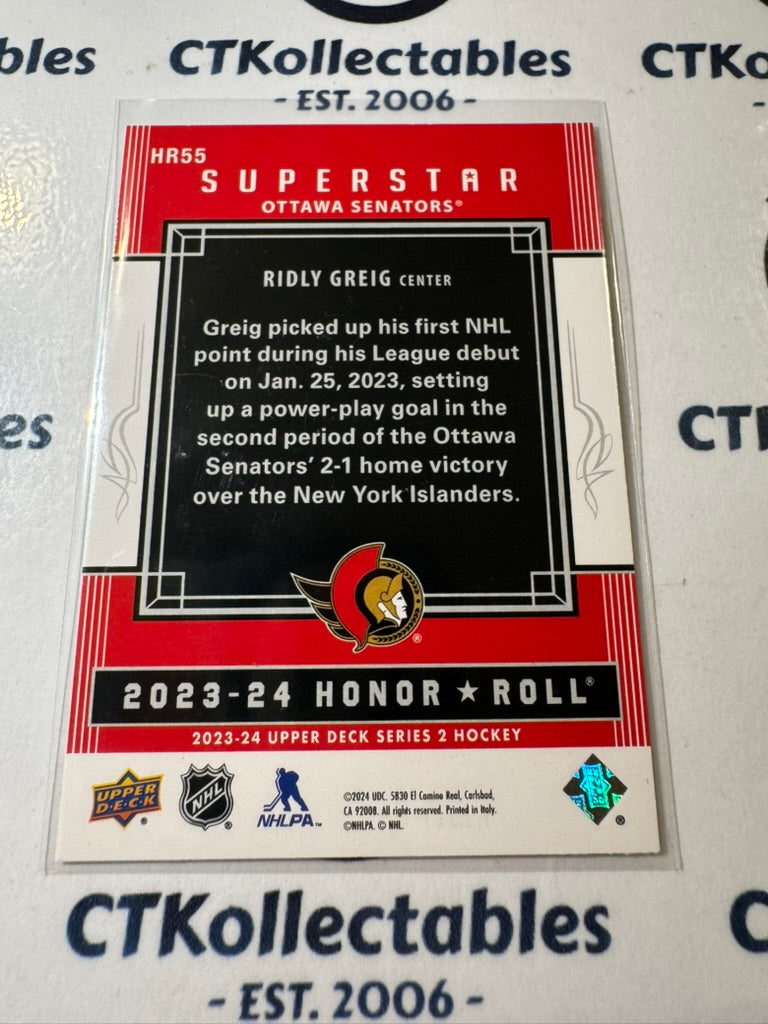 2023-24 NHL Upper Deck Series 2 Ridly Greig Honor Roll HR55 Senators