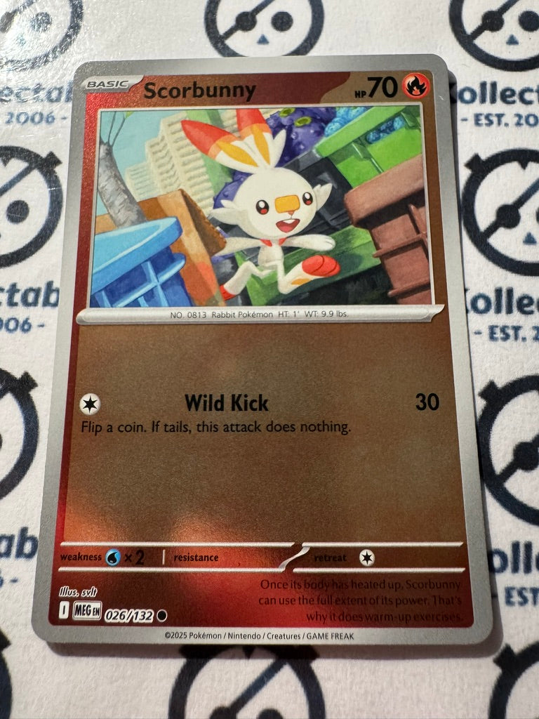 Scorbunny Reverse Holo #026/132 Mega Evolution Pokemon