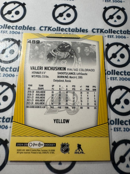 2024-25 O-Pee-Chee Hockey YELLOW BORDER #489 Valeri Nichushkin Avalanche