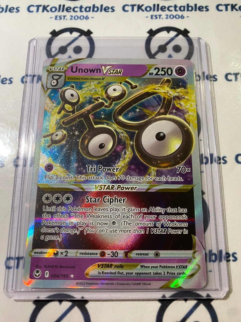 Unown VStar Ultra Rare #066/195 2022 Sword & Shield Silver Tempest Pokemon Card