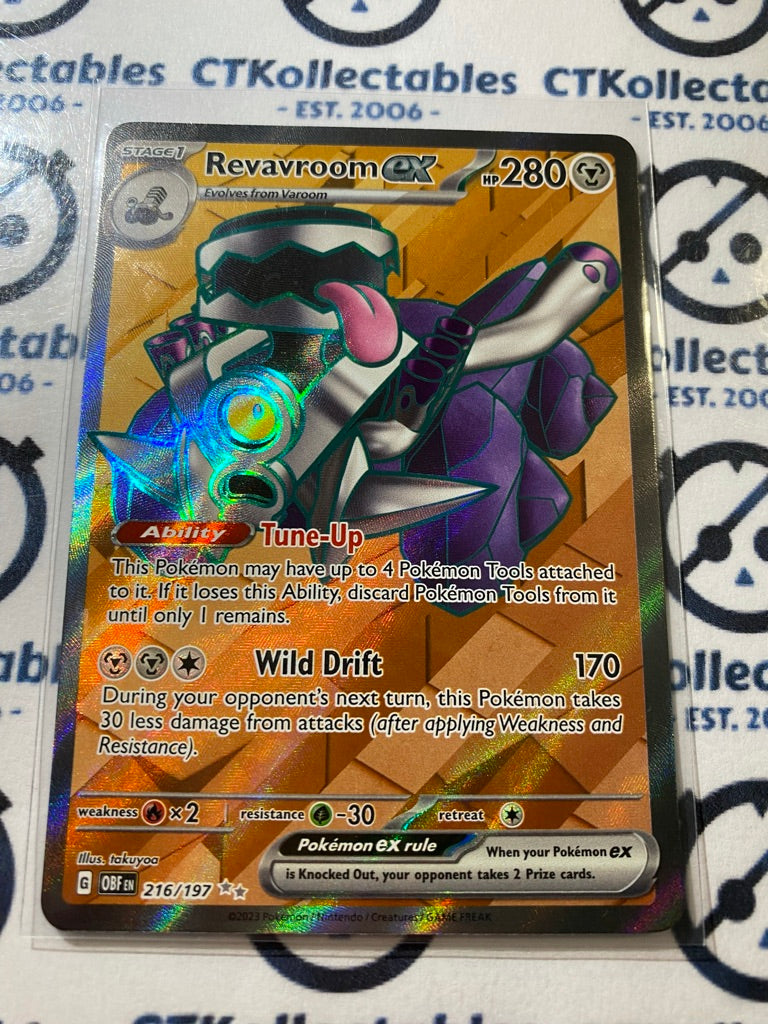 Revavroom EX Full Art Ultra Rare #216/197 2023 Obsidian Flames Pokemon Card Revavroom EX Full Art Ultra Rare #216/197 2023 Obsidian Flames Pokemon Card