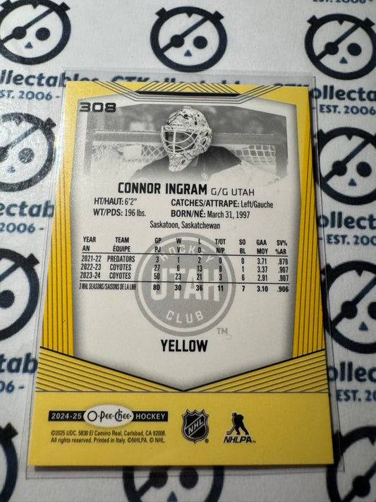 2024-25 O-Pee-Chee Hockey YELLOW BORDER #308 Connor Ingram Utah Hockey Club
