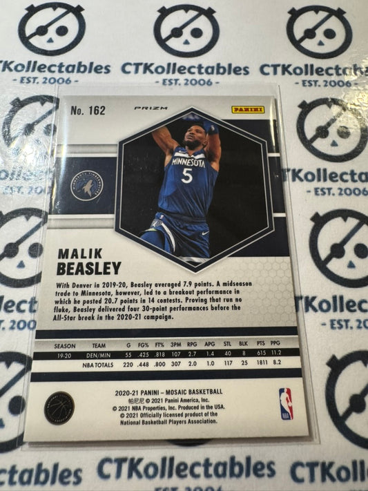 2020-21 NBA Panini Mosaic Malik Beasley Red Wave Prizm #162 Timberwolves