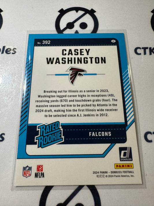 2024 NFL Panini Donruss Rated rookie #392 Casey Washington Falcons