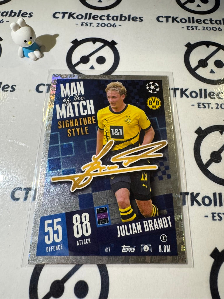2023-24 TOPPS MATCH ATTAX JULIAN BRANDT MAN OF THE MATCH SIGNATURE STYLE #417