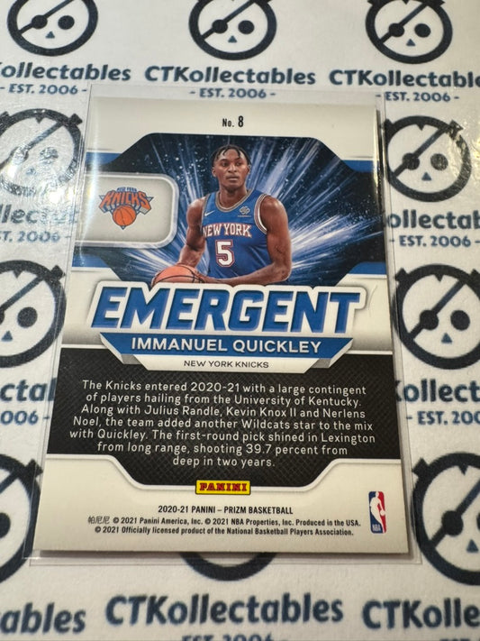 2020-21 NBA Panini Prizm Immanuel Quickley Emergent #8 Knicks