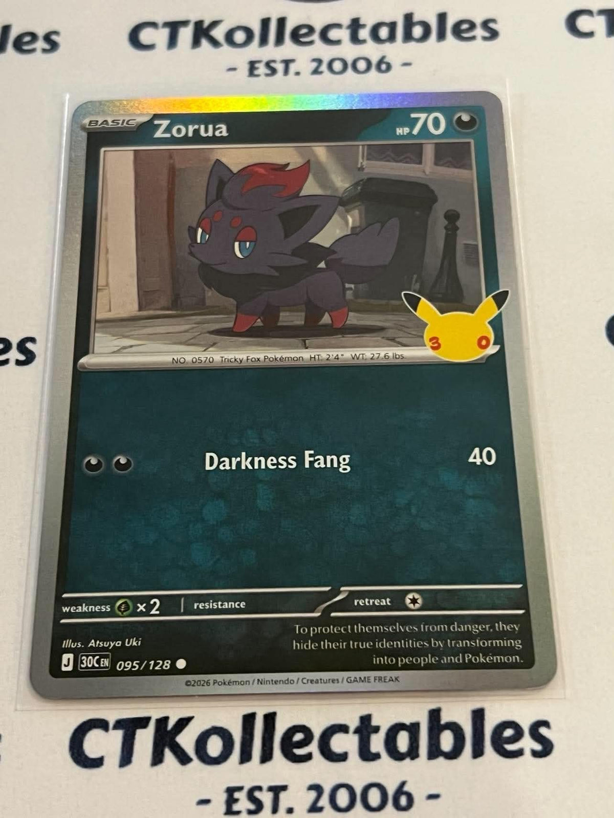 Zorua 095/128 Holo Foil ENG 30th Anniversary Celebration Pokemon TCG