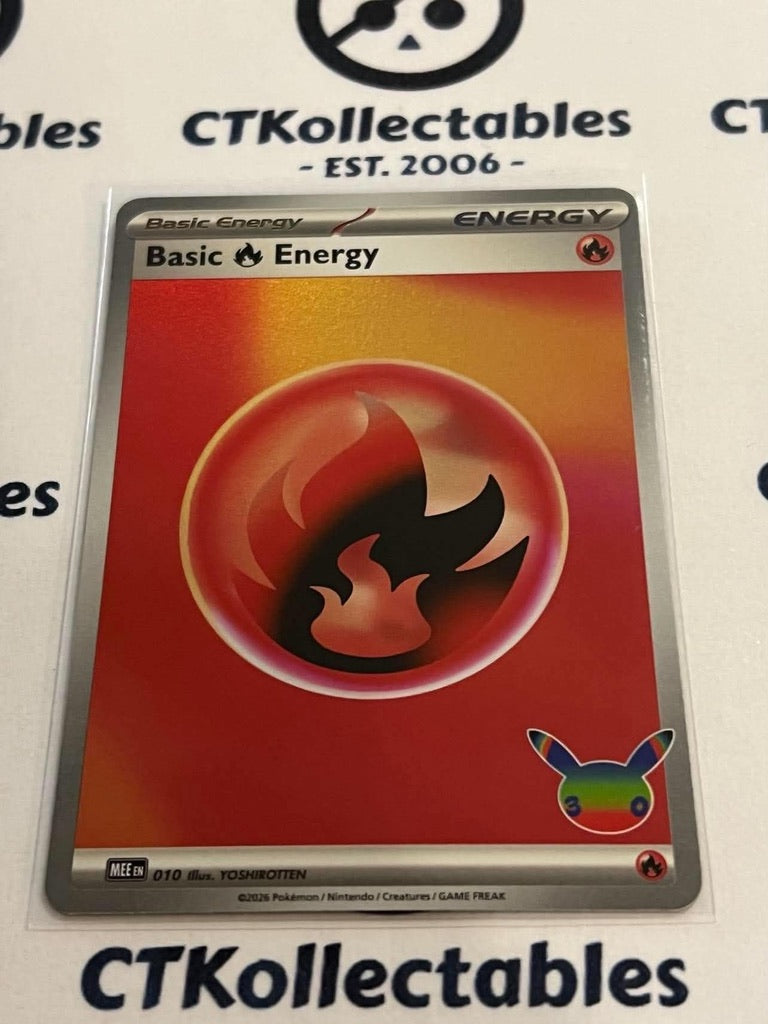 Basic Fire Energy 010 Holo Foil ENG 30th Anniversary Celebration Pokemon