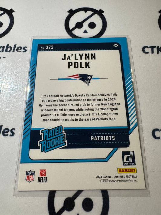 2024 NFL Panini Donruss Rated rookie #373 Ja’Lynn Polk Patriots