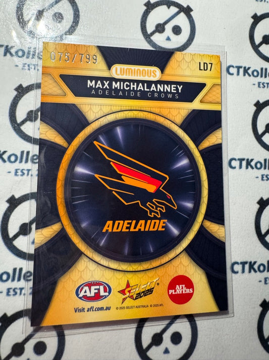 2025 AFL Footy Stars Luminous Max Michalanney #LD7 Dragon Scales #075/799 Crows
