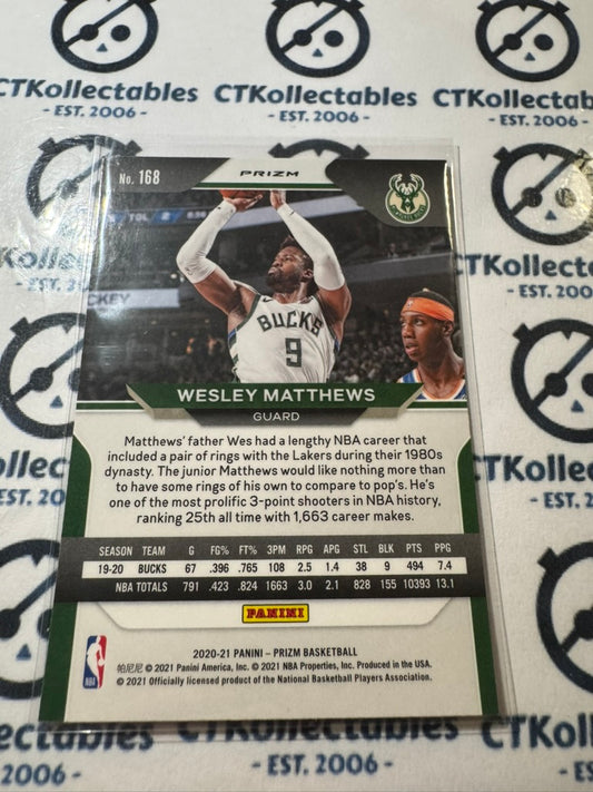2020-21 NBA Panini Prizm Wesley Matthews Red cracked ice Prizm #168 Bucks