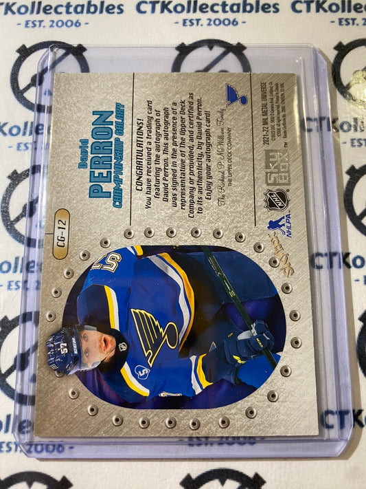 2021-22 NHL Metal Universe David Perron Championship GALAXY Auto #CG-12 Blues