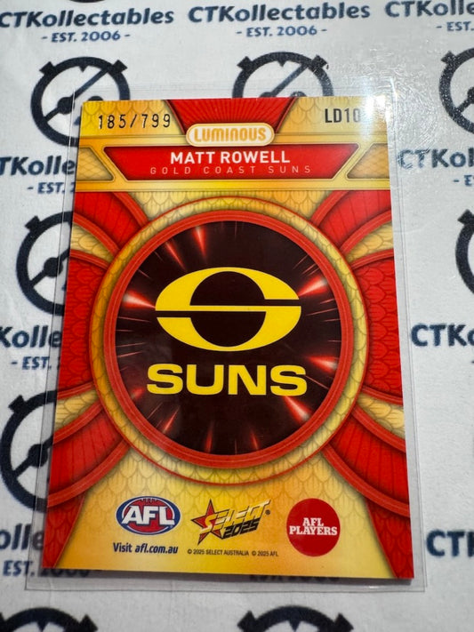 2025 AFL Footy Stars Luminous Matt Rowell Dragon Scales #185/799 Suns