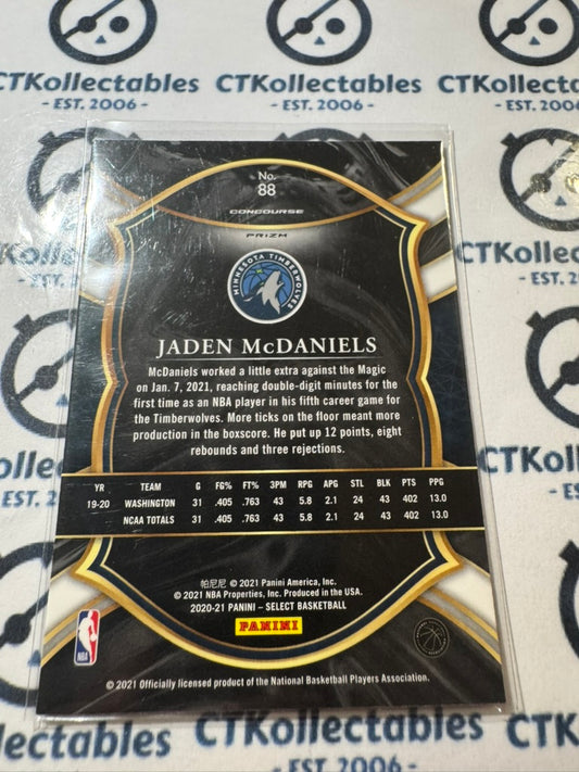 2020-21 NBA Select Jaden Mcdaniels Blue White Purple Cracked Ice Concourse #88