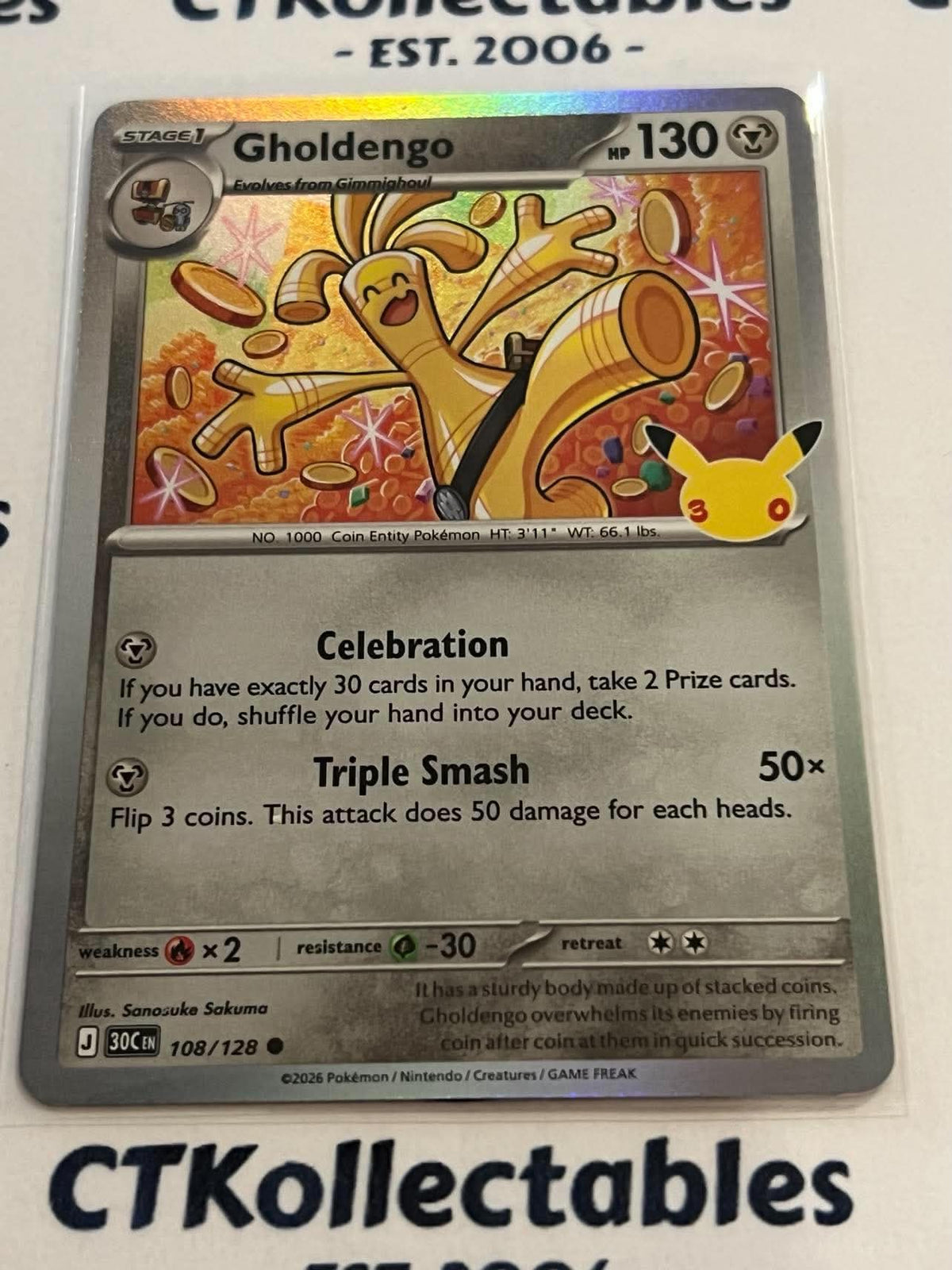 Gholdengo 108/128 Holo Foil ENG 30th Anniversary Celebration Pokemon TCG