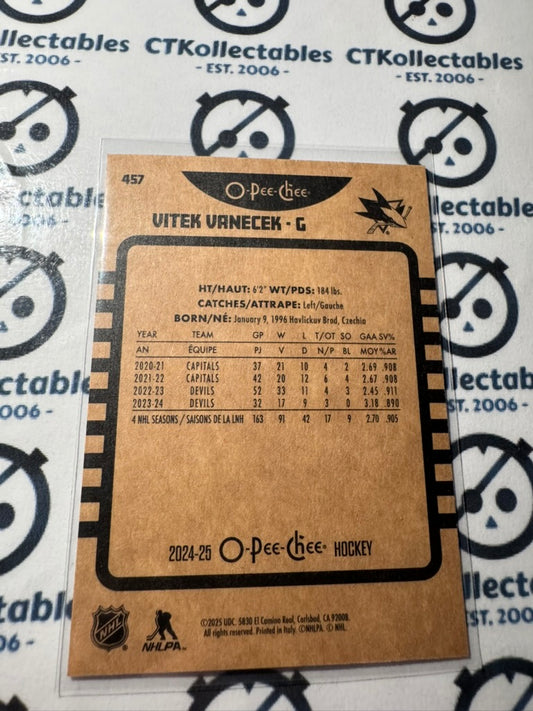 2024-25 O-Pee-Chee Hockey RETRO #457 Vitek Vanecek San Jose Sharks