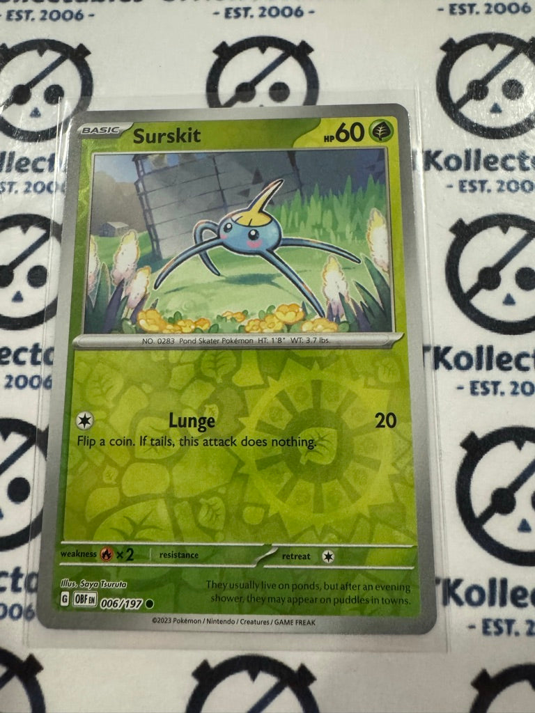 Surskit Reverse Holo #006/197 2023 Obsidian Flames Pokemon Card