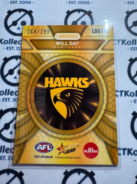 2025 AFL Footy Stars Luminous Will Day Dragon Scales GOLD #068/799 Hawks