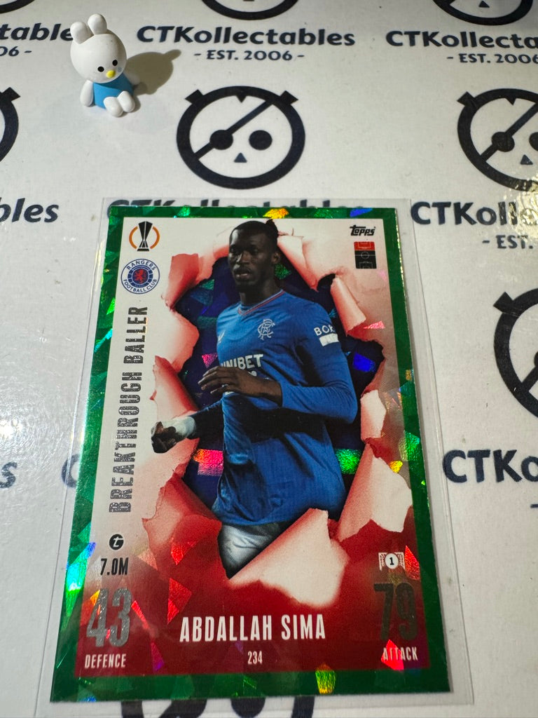 2023-24 TOPPS MATCH ATTAX BREAKTHROUGH BALLER ABDALLAH SIMA EMERALD #234
