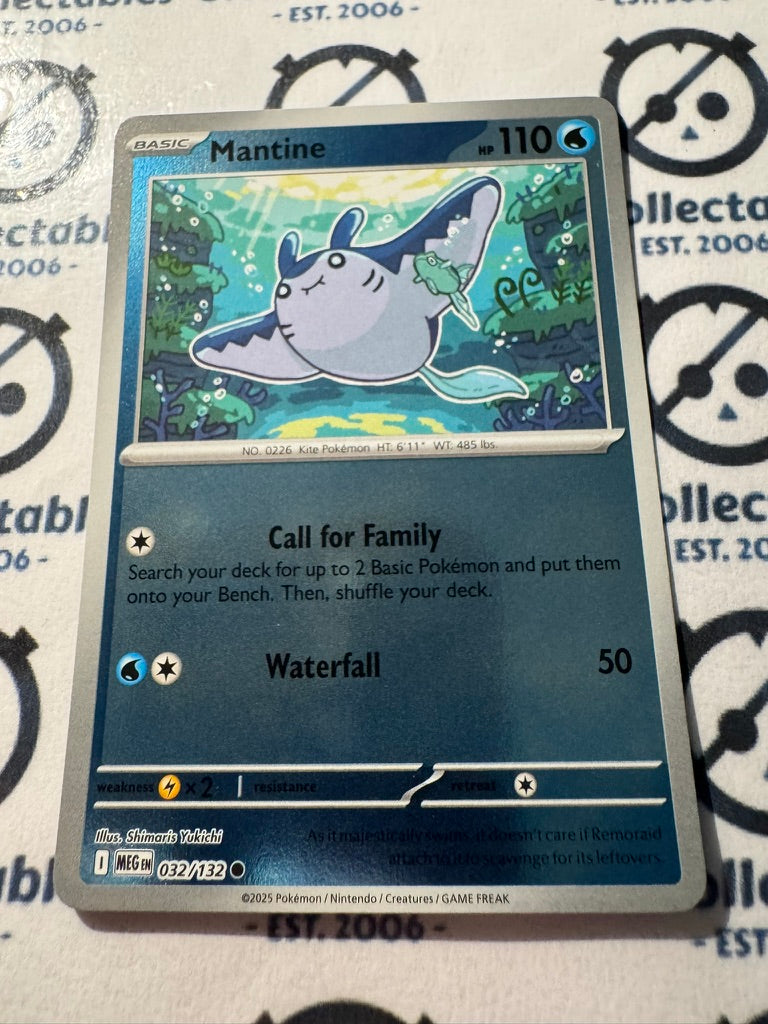 Mantine Reverse Holo #032/132 Mega Evolution Pokemon