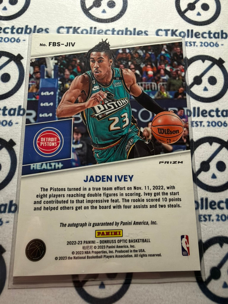 2022-23 NBA Donruss Optic Jaden Ivey Fast Break Signatures FBS-JIV Pistons