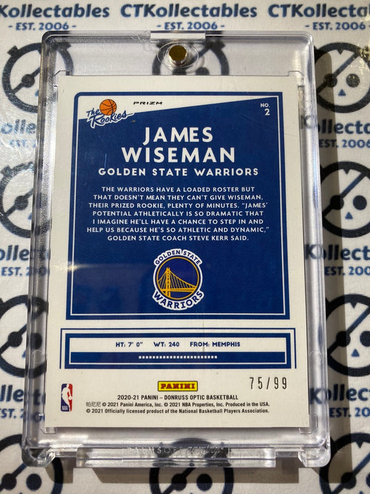 2020-21 NBA Optic James Wiseman #2 The Rookies Red Prizm #75/99 Warriors