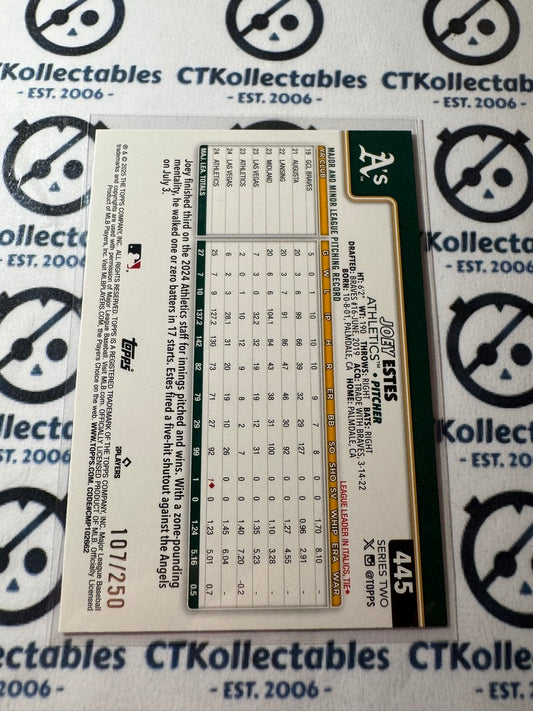 2025 Topps Series 2 Baseball Joey Estes Purple Border #107/250 Athletics