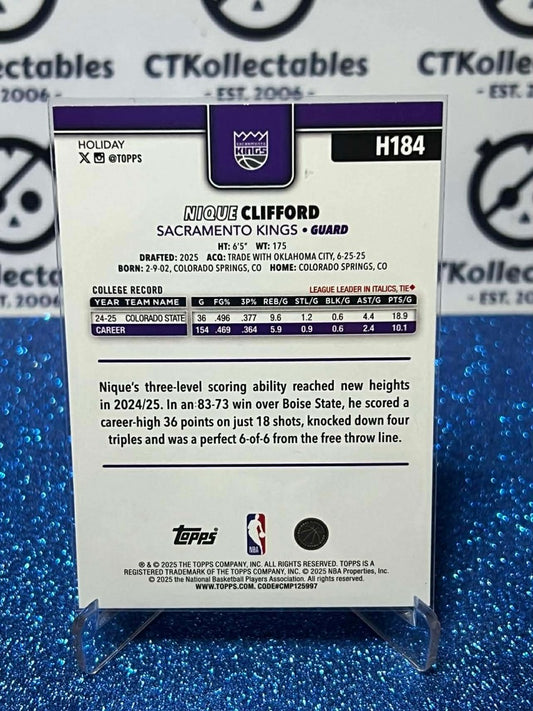 2025-26 Topps Holiday NBA #H184 Nique Clifford Sacramento Kings RC