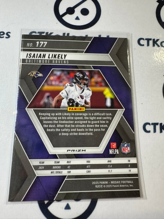 2025 NFL Panini Mosaic #177 Isaiah Likely Mosiac Prizm Ravens