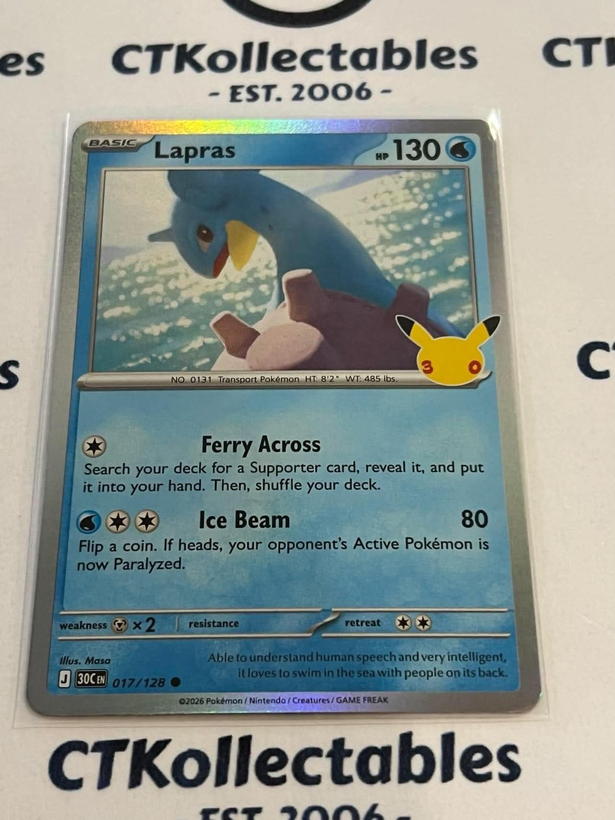 Lapras 017/128 Holo Foil ENG 30th Anniversary Celebration Pokemon TCG