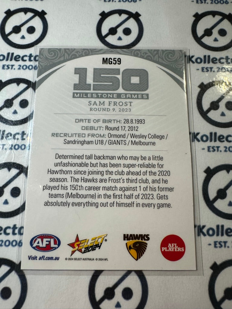 2024 AFL Footy Stars Milestone 150 Games - MG59 Sam Frost Hawks