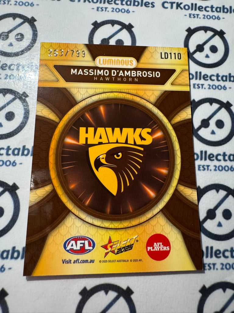 2025 AFL Footy Stars Luminous Massimo D'Ambrosio Dragon Scales #263/799 Hawks