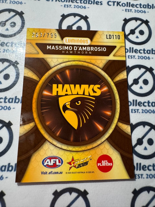 2025 AFL Footy Stars Luminous Massimo D'Ambrosio Dragon Scales #263/799 Hawks